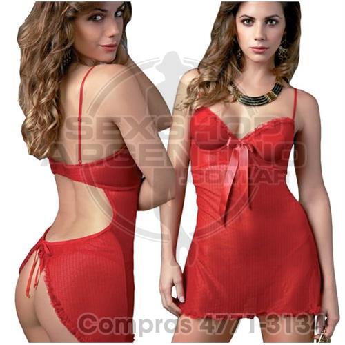 - Babydoll tul y armado con espalda y cola libre - B741R - Babydoll tul y armado con espalda y cola libre