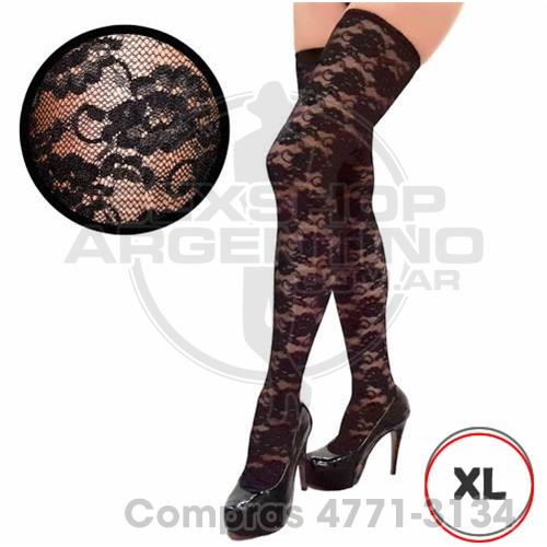- Medias Xl Encaje Negro - D9502NXL - Medias Xl Encaje Negro