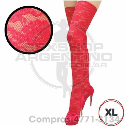 - Medias Xl Encaje Rojo - D9502RXL - Medias Xl Encaje Rojo