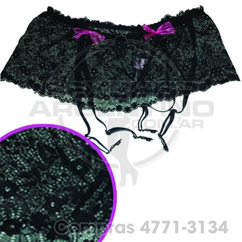 - Portaligas negro de encaje bordado - H202N - Portaligas negro de encaje bordado