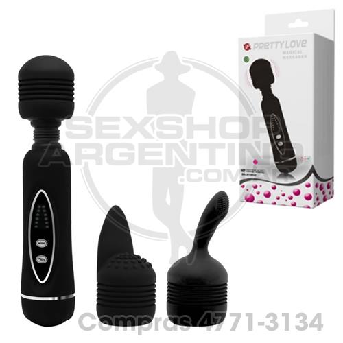 - Masajeador estimulador tipo microfono con accesorios - SS-PL-055002 - Masajeador estimulador tipo microfono con accesorios
