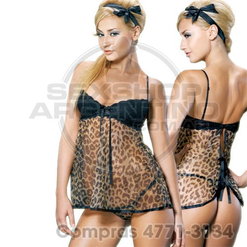 - Babydoll Leopardo Transparente