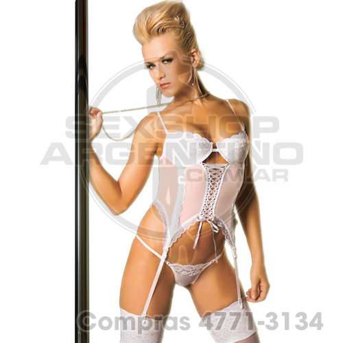 - Corset Tul Encaje Con Tanga