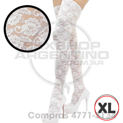 - Medias Xl Encaje Blanco