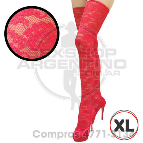 - Medias Xl Encaje Rojo