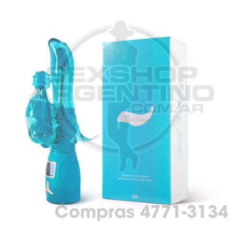 - Vibrador con estimulador y doble rotador azul