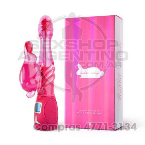 - Vibrador con estimulador y doble rotador rosa